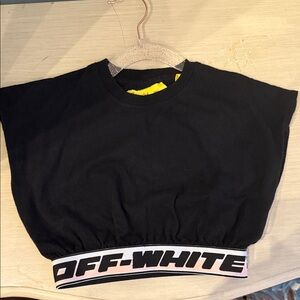 Off-White Black Crop Top with Logo Band